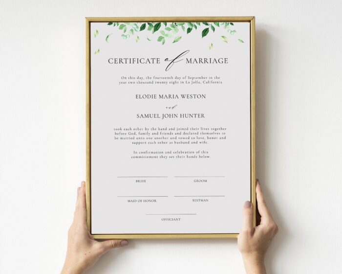 Marriage Certificate (vertical)